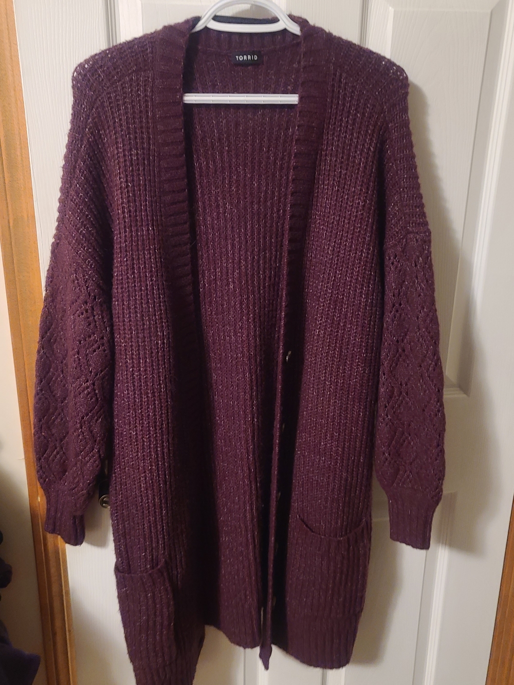 torrid Deep Plum Open-Front Knit Cardigan
